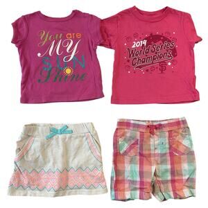 Carter’s Toddler Girl Tee 18M Pink Healthtex Skort RabbitSkins Tee Shorts Bundle